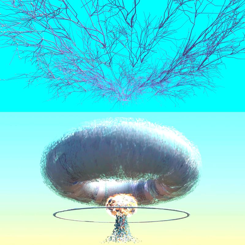 Mushroom Cloud (Blue Diptych) by Nancy Baker Cahill